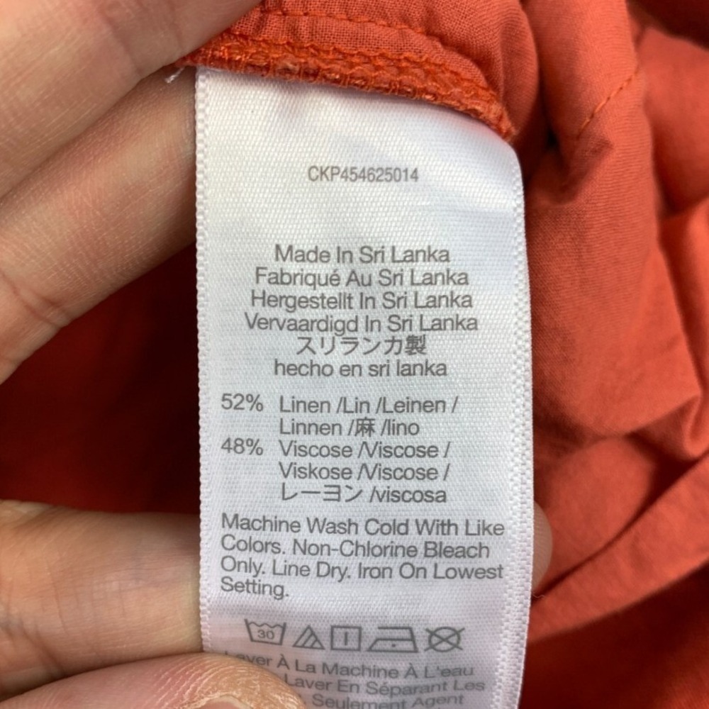 Madewell Linen-Blend Track Shorts Womens M Orange Pleated Elastic Waist Pull On - Picture 8 of 9